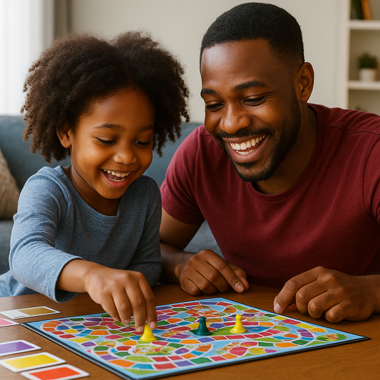 Father dad daughter playing candy land candyland hour dad time